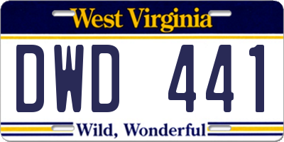 WV license plate DWD441
