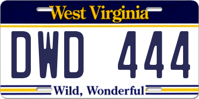 WV license plate DWD444