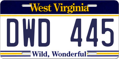 WV license plate DWD445
