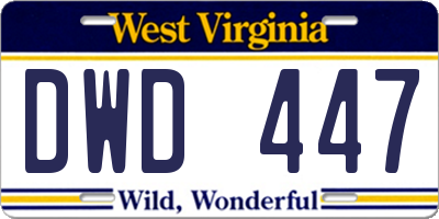 WV license plate DWD447