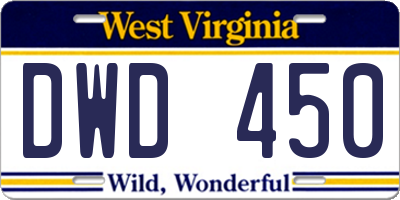 WV license plate DWD450