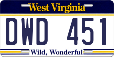 WV license plate DWD451