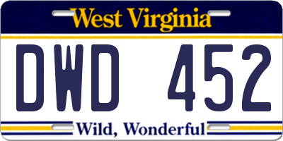 WV license plate DWD452