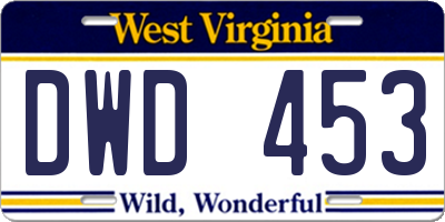 WV license plate DWD453
