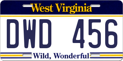 WV license plate DWD456