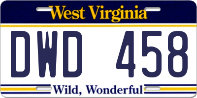 WV license plate DWD458