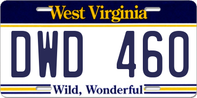 WV license plate DWD460