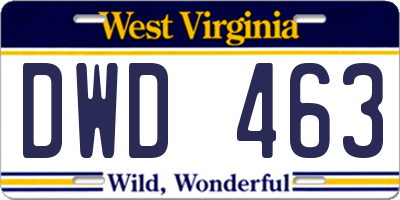 WV license plate DWD463