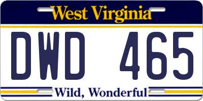 WV license plate DWD465