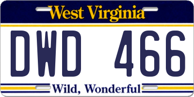 WV license plate DWD466