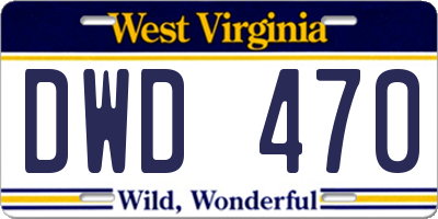 WV license plate DWD470