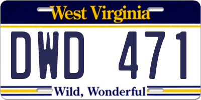 WV license plate DWD471