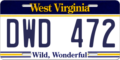 WV license plate DWD472