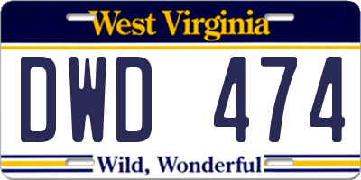 WV license plate DWD474