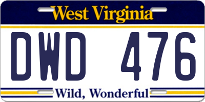 WV license plate DWD476