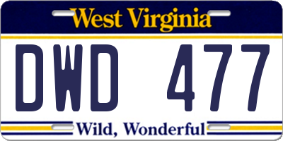 WV license plate DWD477