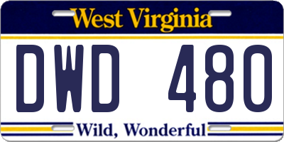 WV license plate DWD480