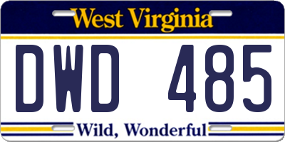 WV license plate DWD485