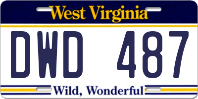 WV license plate DWD487