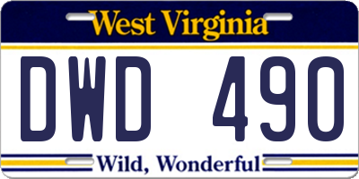 WV license plate DWD490