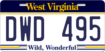 WV license plate DWD495
