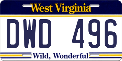 WV license plate DWD496