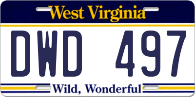 WV license plate DWD497