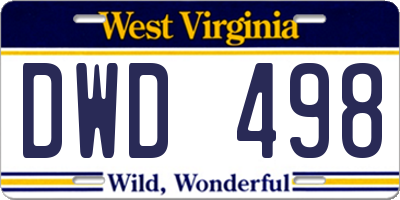 WV license plate DWD498
