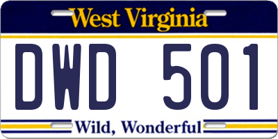 WV license plate DWD501