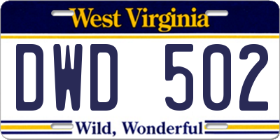 WV license plate DWD502