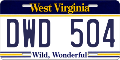 WV license plate DWD504