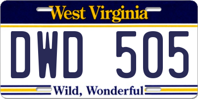 WV license plate DWD505