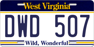 WV license plate DWD507