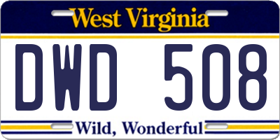 WV license plate DWD508