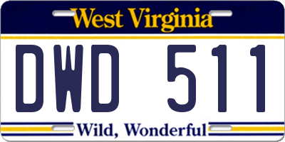 WV license plate DWD511