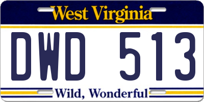 WV license plate DWD513