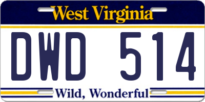 WV license plate DWD514