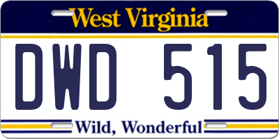 WV license plate DWD515
