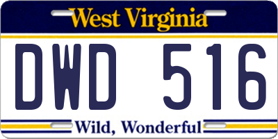 WV license plate DWD516