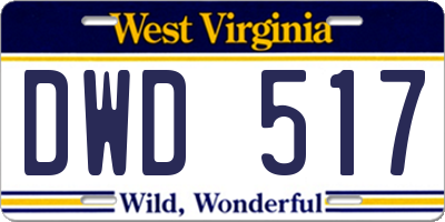 WV license plate DWD517