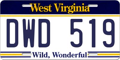 WV license plate DWD519