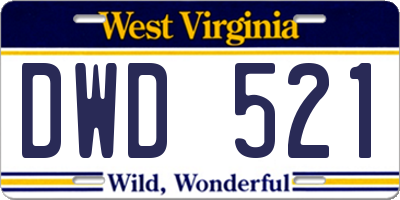 WV license plate DWD521