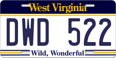 WV license plate DWD522