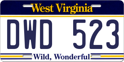 WV license plate DWD523