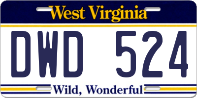WV license plate DWD524