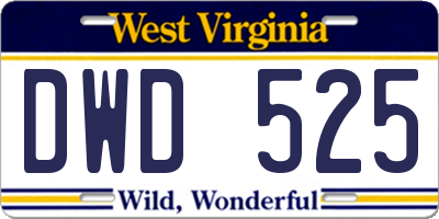 WV license plate DWD525