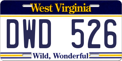 WV license plate DWD526