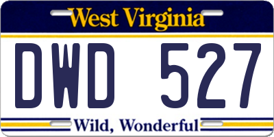 WV license plate DWD527