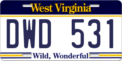 WV license plate DWD531
