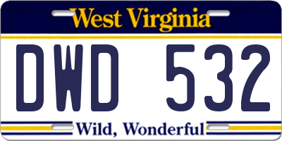 WV license plate DWD532